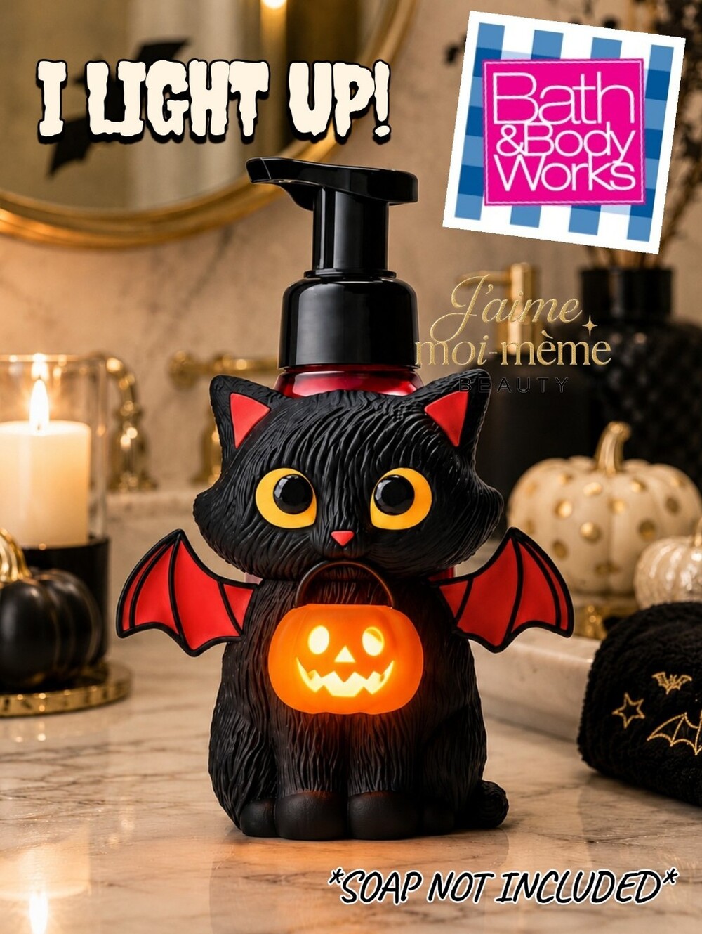 Bath & Body Works Black Cat Halloween Foaming Soap Pump Holder Cute Halloween